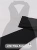 Women's Autumn and Winter New Temperament Sexy Halter Neck V-neck Backless Side Slit Dress
