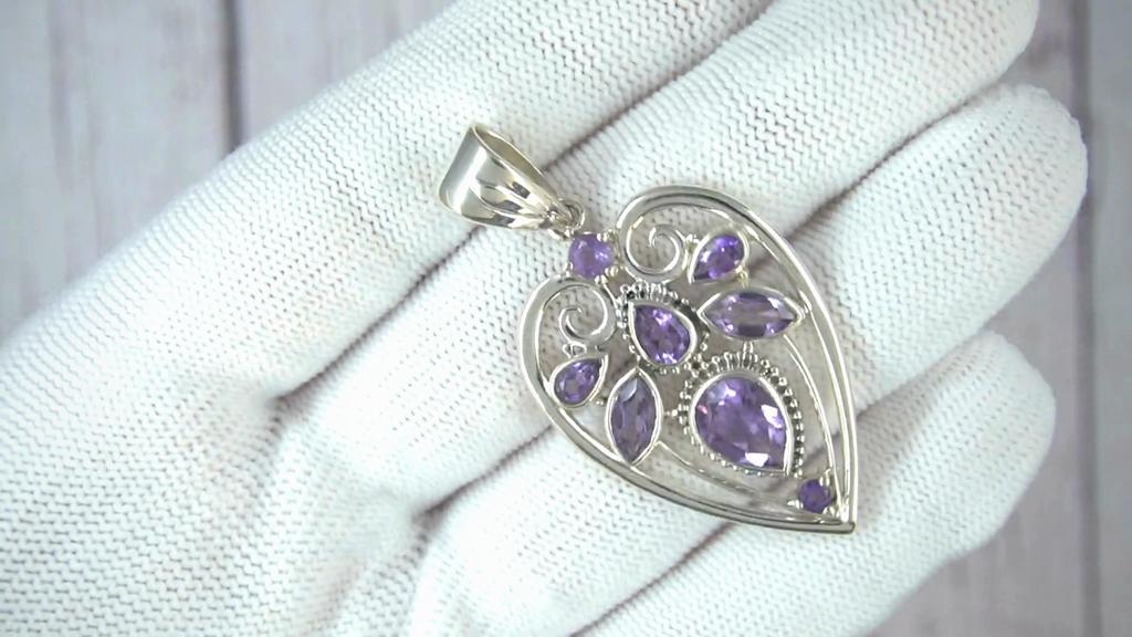 925 Silver Amethyst Pendant for Her
