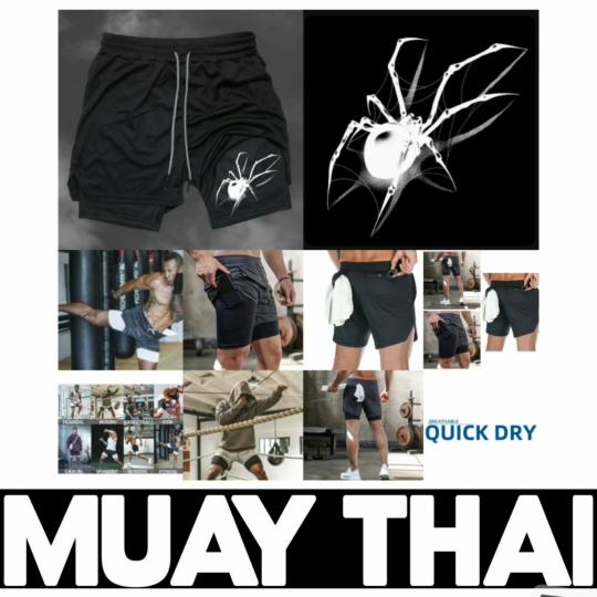 Spider Muay Thai Kick Boxing MMA Shorts Men Women Unisex Double Layer Quick Dry Breathable Sport Gym Fitness Workout
