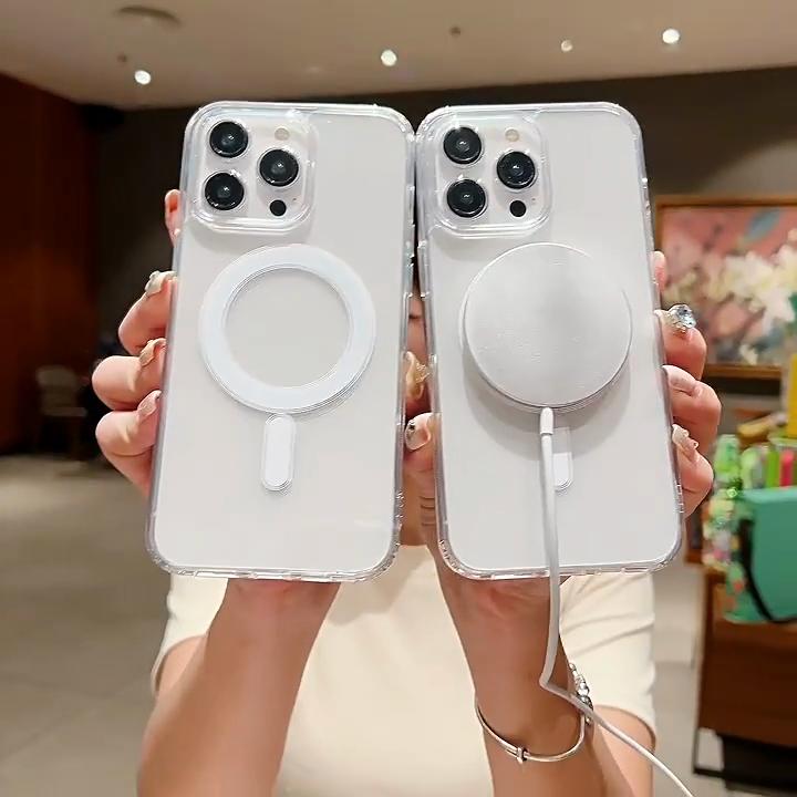 Magnetic Case For iPhone 16 15 14 13 11 Pro Max Plus XS Max XR 7 8 Plus Crystal Clear Protective with Magsafe Transparent Cover