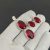 Beautiful Red Garnet Pendant Set, Red Garnet Gemstone Handmade 925 Sterling Silver Earring Pendant Set For Women Pendant Mother's Day Gift