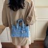 Bolso Cuadrado Pequeño de Mezclilla Bolso de Hombro Cruzado para Mujer