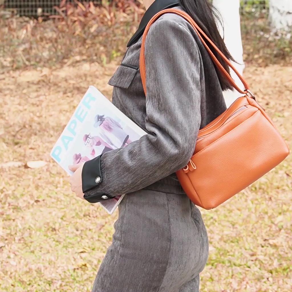Zency Handbag For Women Genuine Leather Small Crossbody Multiple Compartments