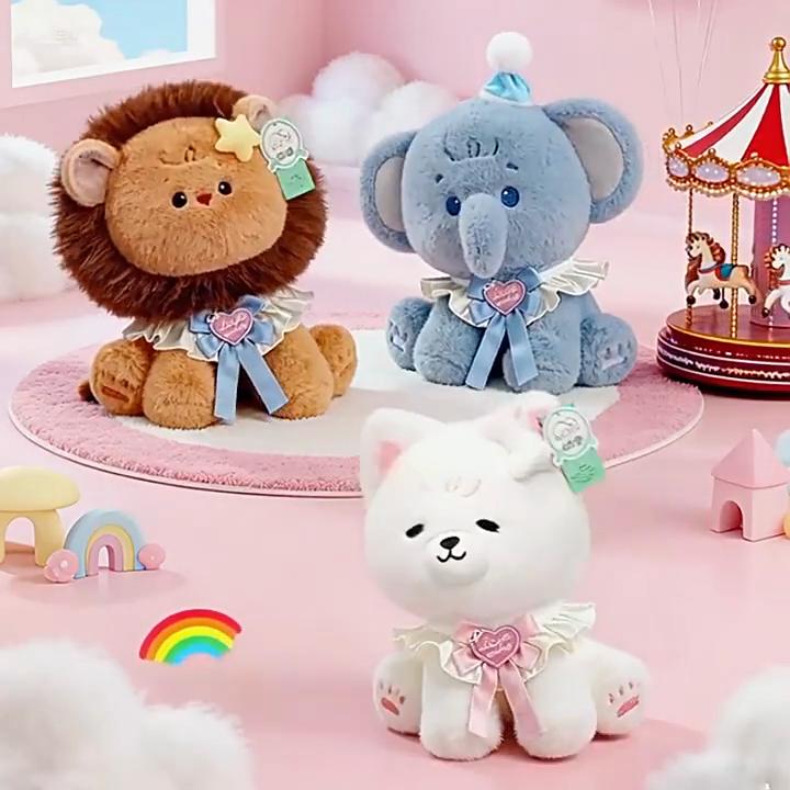 Kids Dog Elephant Lion Plush Animal Doll With Durable Filling For Birthday Present And Nursery Decor