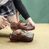 Johnature Genuine Leather Woven Shallow Mary Jane Shoes Retro Low Heeled Women's Shoes