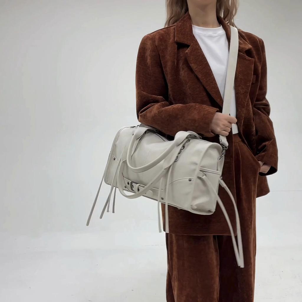 Suede Tote Bag Women's Fashion Shoulder Bag with Lace Up Detail and Adjustable Crossbody Strap
