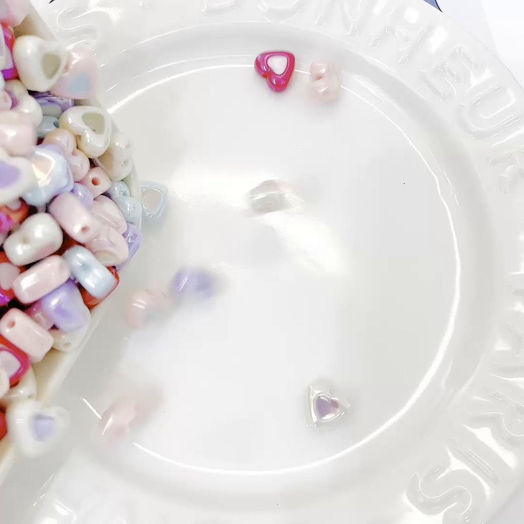 5Pcs Acrylic Beads Milk Series Oil Dropping Love Charms for DIY Necklace Bracelet Earring Jewelry Making