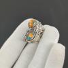Natural Orange Spiny Oyster Adjustable 925 Sterling Silver Ring - Fits US Sizes 6 To 10 - Antique Handmade Boho Ring for Women & Men, Valentine Gifts