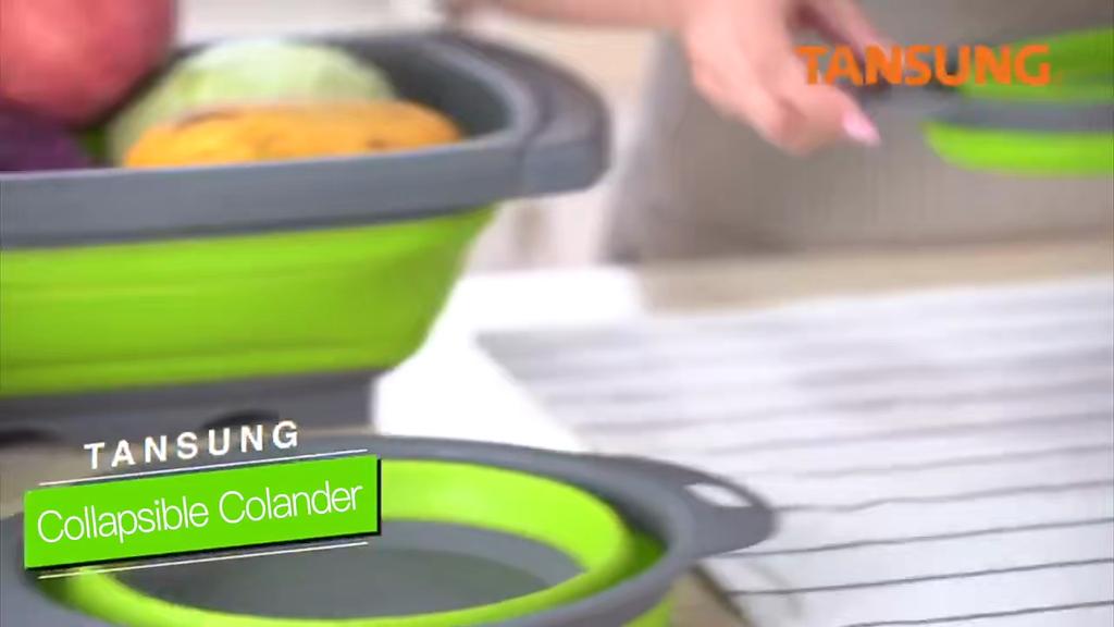 HOMZY Round Square Foldable Silicone Colander Fruit Vegetable Washing Basket Strainer Collapsible Drainer Handle Kitchen Tools
