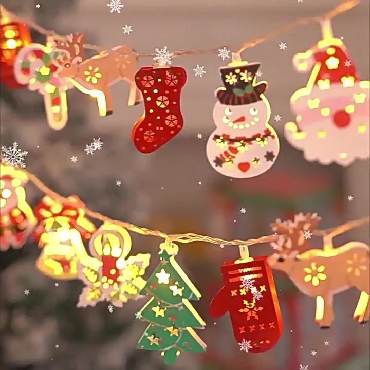 Christmas Deer Snowflake Led String Lights Battery Powered Fairy Lights Xmas Tree Ornament Decoration 2025 Navidad Gift New Year