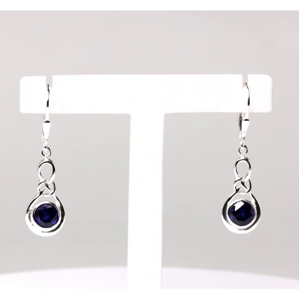 LeCalla S925 Sterling Silver Jewelry Leverback Infinity Birthstone Earrings for Women (6 MM Blue Sapphire)