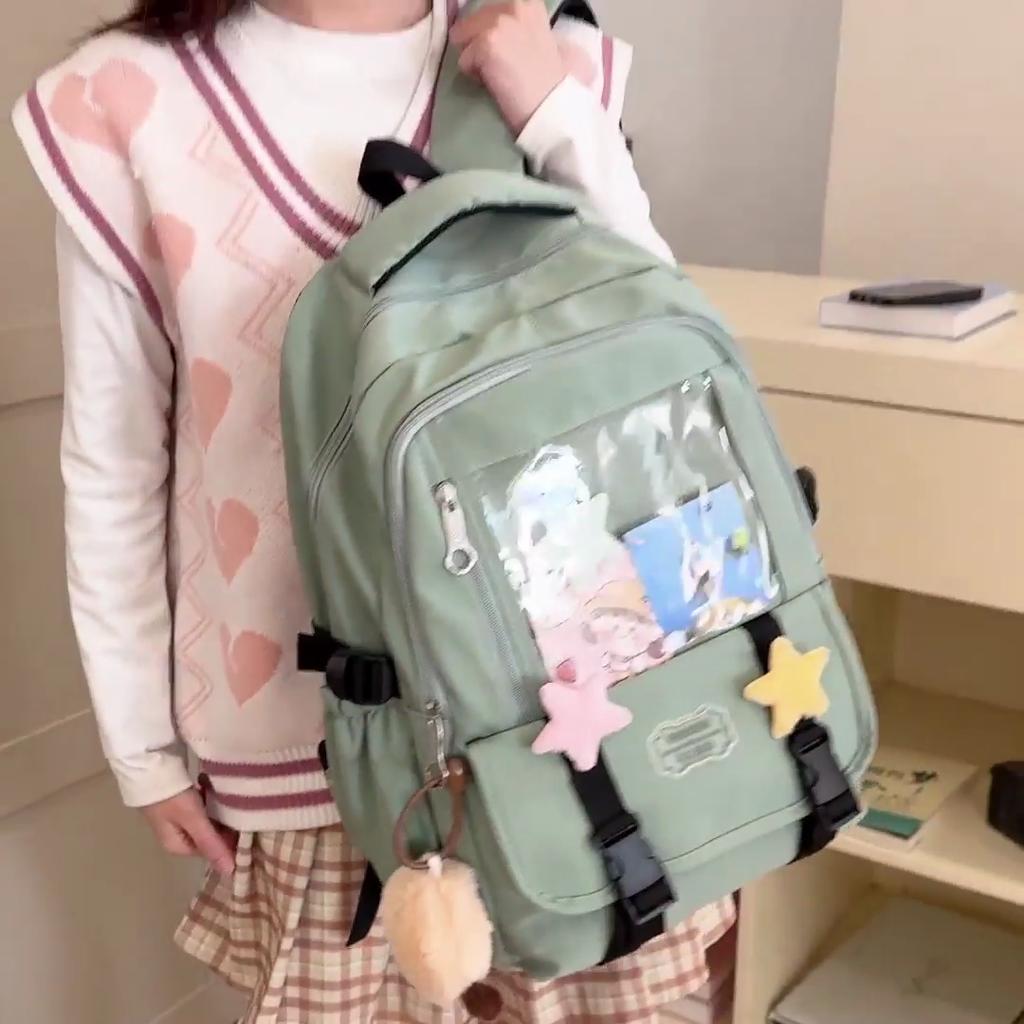 Middle School Students' Large Capacity Schoolbag Women's Campus Color Contrast Lightweight Backpack