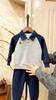 Boys Polo Collar Sweatshirt Set Two Piece Outfit Casual Spring Clothing for Kids