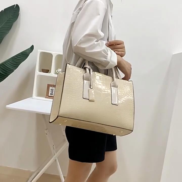 European & American Fashion Crocodile-Pattern Mother-Daughter Bag 3-Piece Set Large-Capacity Multi-Functional Embossed Handheld Shoulder Crossbody Bag