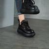 Johnature Retro Lace Up Platform Short Boots Genuine Leather Thick Soled Round Toe Women's Boots