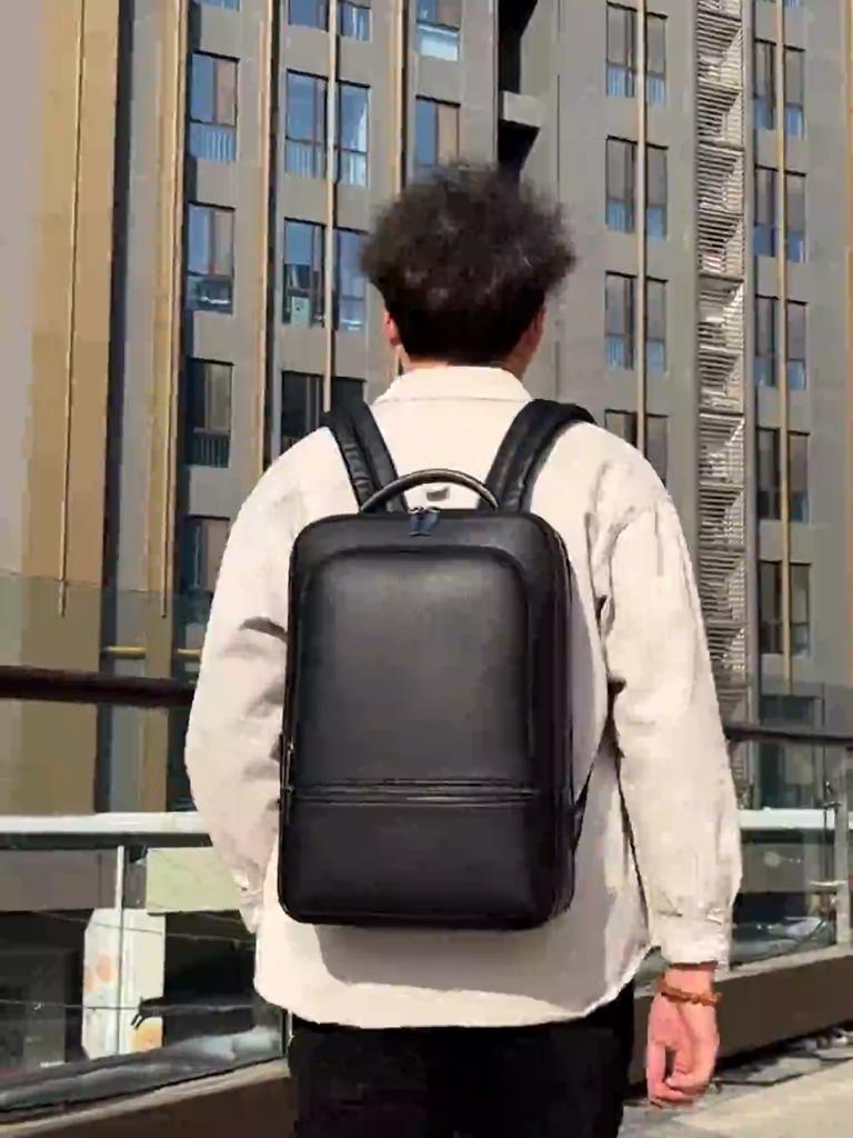 Nuova Borsa a Spalla Doppia in PU da Uomo per Lavoro, Pendolarismo, Borsa per Laptop, Grande Capacità, Zaino per Viaggio d'Affari