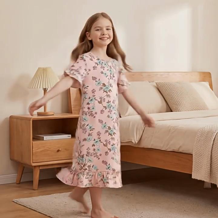 Camice da notte per bambina Pigiama sottile Casual Dolce Bambini di mezza età e grandi Vestiti per la casa