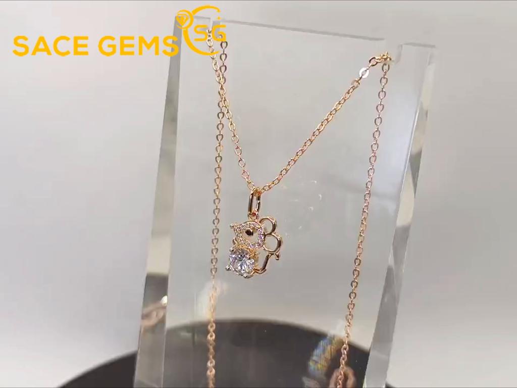 Sace Gems Cute Little Mouse Copper Alloy Zircon Women Pendant Necklace Fashion Gift