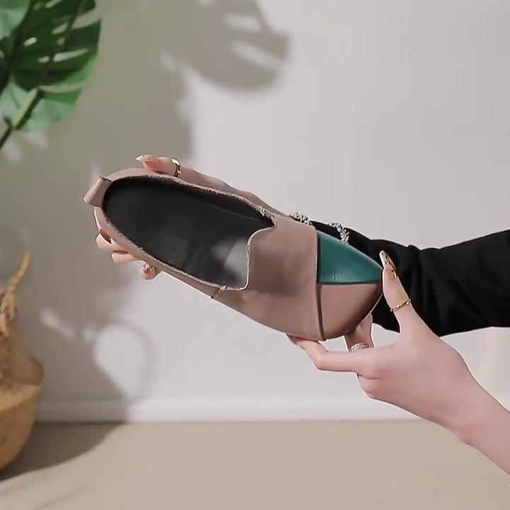 Johnature Myk såle i ekte skinn Uformelt slipesko for kvinner Blandede farger Firkantetå myk kuskinn Loafers