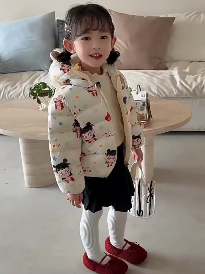 fashion Girls' warm cotton-padded clothes winter baby girl thickened short cotton-padded jacket children's autumn cute cartoon print coats