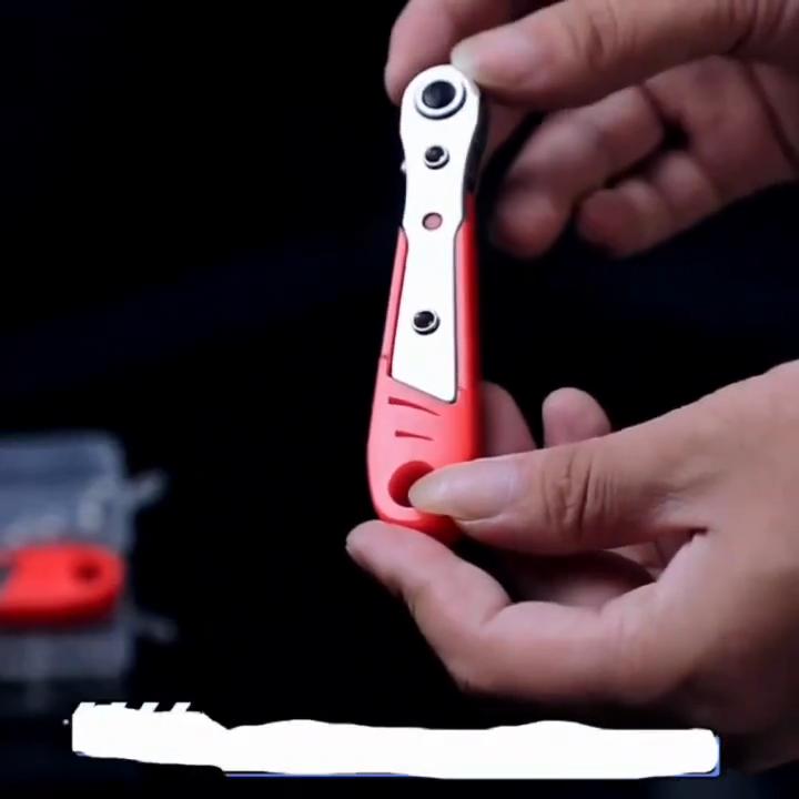 Wrench Handle for Narrow Spaces, Front and Rear, Elbow Wrench, Right Angle Bend, Phillips Screwdriver, Steel Material, Red, Requires Assembly