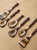 Retro Gradient Wood Kitchen Utensil Set, Non-stick Wooden Spatula Rice Spoon Pasta Spoon Colander Spoon, Heat Resistant Cooking Tool for Home Kitchen