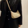 2025 New Handbag Retro Hong Kong Style Portable Shoulder Bag Underarm Bag Solid Color PU Crossbody Bag Women's Leisure Bag