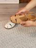 Johnature Genuine Leather Round Toe Low Heel Sandals Sheepskin Hollow Retro Soft Soled Women's Shoes