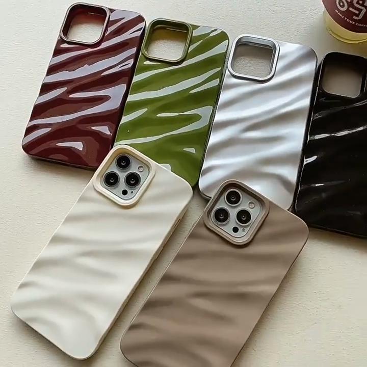 Fashion Case for iPhone 16 Pro Max 15 Plus 14 Pro 3D Water Waveform Soft Phone Cover for iPhone 14 13 12 11 Pro Max XR XS Max X 6 7 8 Plus SE 2022
