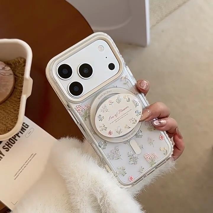 Flower Magnetic Mount Phone Case for iPhone 16, iPhone 17, and iPhone 17 Pro Max