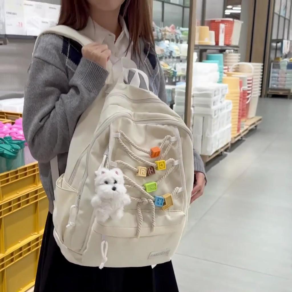 Middle School Student Schoolbag Women's Solid Color Backpack