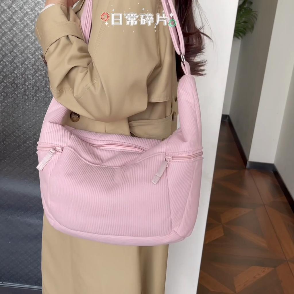 Hobo Bag Women's Large Capacity Shoulder Bag Commuter Corduroy Bag Student Class Crossbody Bag