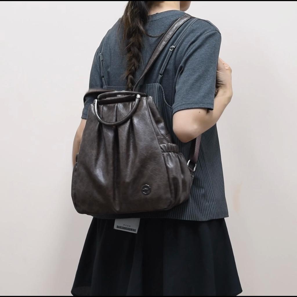 Zaino Stile Pelle Vintage con Manico Superiore e Spallacci Imbottiti