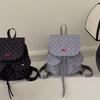Polka Dot Backpack for Women and Students with Drawstring Closure and Front Pockets