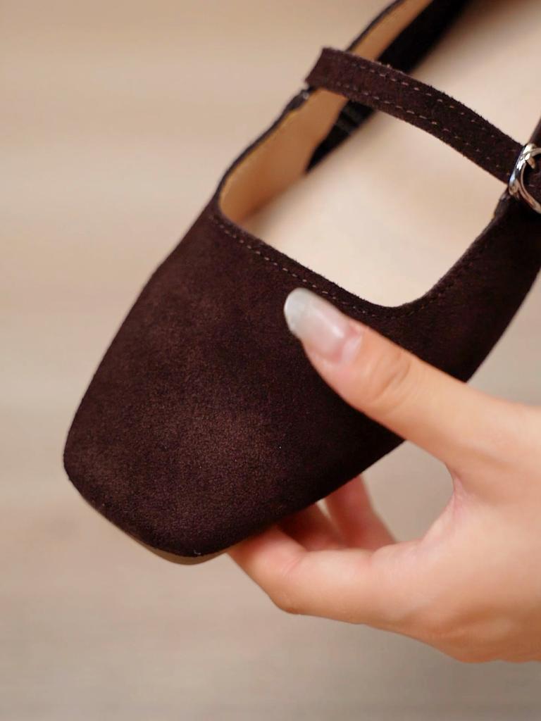 Flat Mary Jane Women's Shoes Spring Square Head Non-slip Female Slippers Large Size Soft Dance Bean Shoes Women