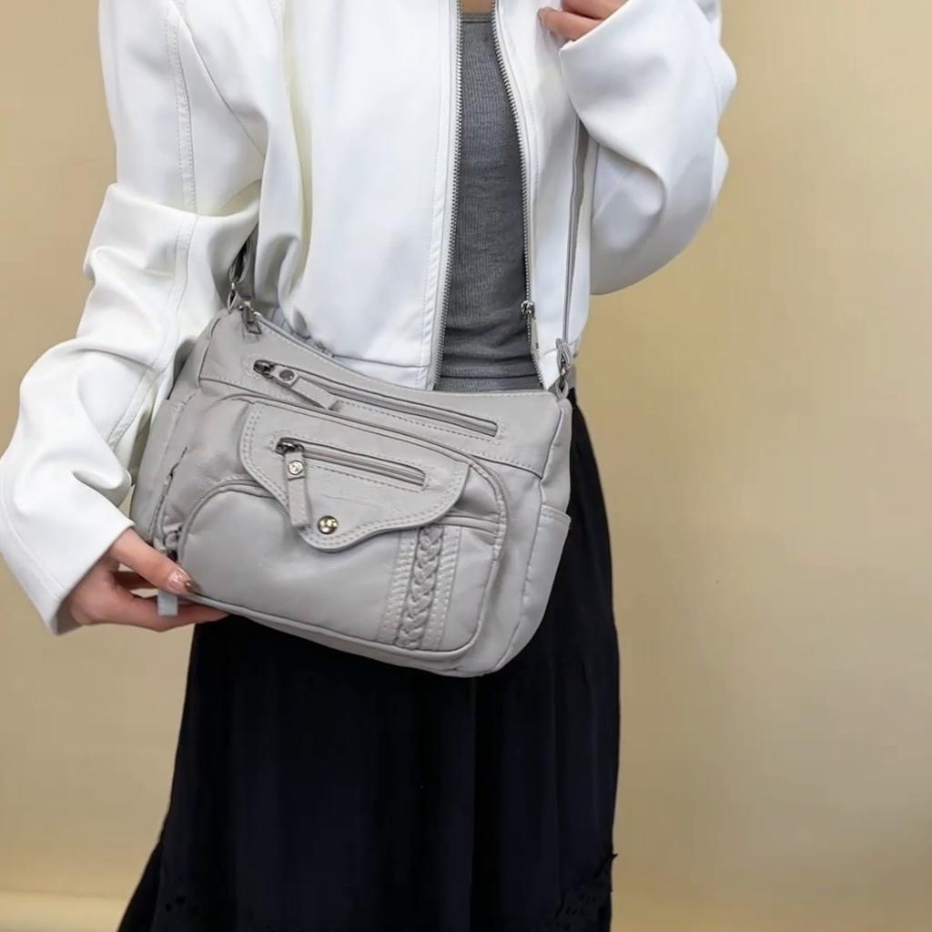 Large Capacity Women's Shoulder Bag Lightweight PU Crossbody Bag Mother Bag