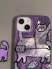 Perforated Vortex Shell IND Purple Fish Cat Phone Case For iPhone 17 16 15 14 13 12 11 Pro Max X 7 8 Plus Shockproof Clear Cover