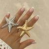 Vacation Starfish Shells Alloy Ring Gold Silver Color Summer Beach Imitation Pearl Adjustable Finger Ring Aesthetic Jewelry 2024 New Trendy