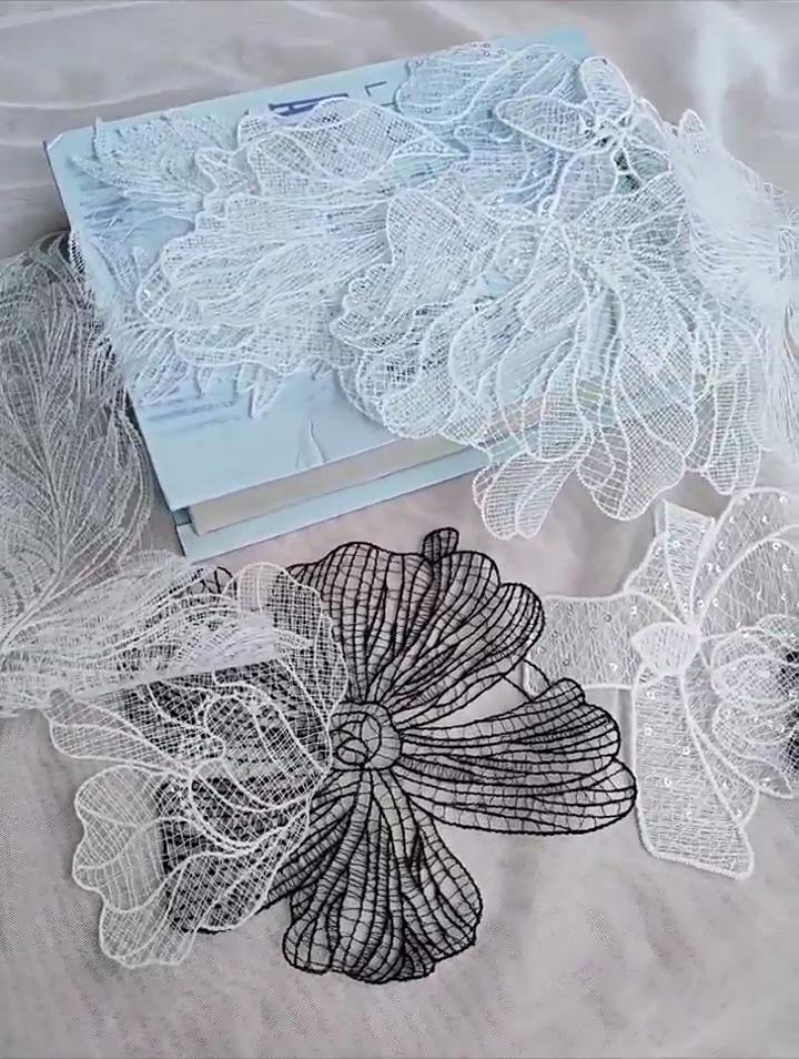 5Pcs White Flower Lace Patches Applique Repair Sewing Accessories 17CM Wide
