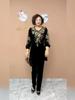 2pcs Pants Suits Autumn Women's Embroidery Velvet Plus-size Blouse High-waist Velvet Pants Two-piece Set Oversized Velvet Pants Suits