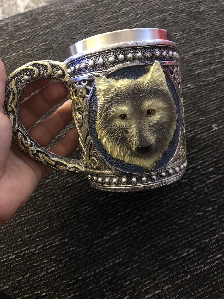 Wolf Head Tasse 3D Harz Edelstahl Wasserbecher Tier Trinkbecher Zubehör
