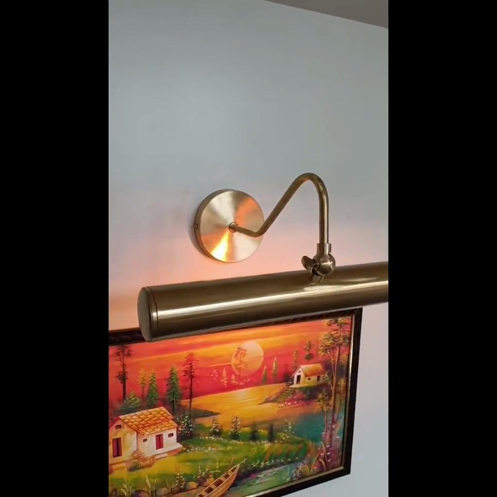 Raw Brass Picture Light: Vintage Wall Sconce, Adjustable Lighting