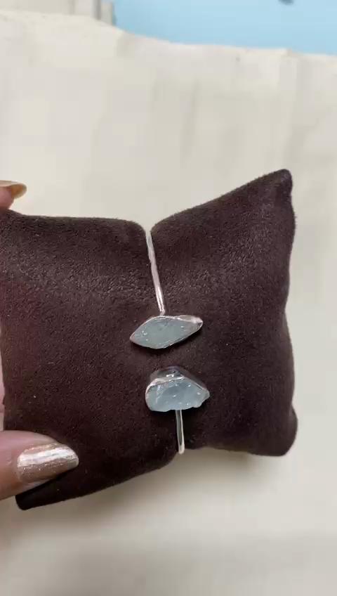 Raw Aquamarine Bracelet, Handmade Jewelry, 925 Sterling Silver, Cuff Bracelet, Bangle Bracelet