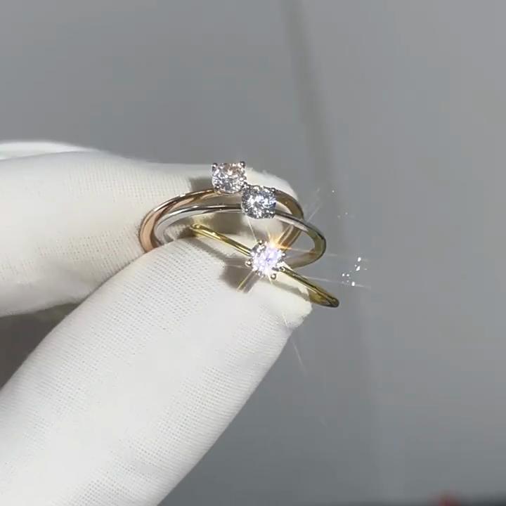 Vinregem 925 Sterling Silver 3EX VVS1 D Color Round Cut 4 MM 0.25CT Real Moissanite Diamonds Women Ring Wedding Party Fine Jewelry Gifts