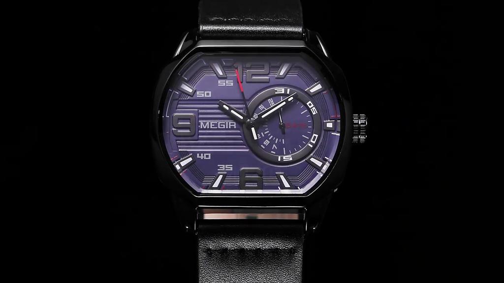 Sport Watches for Men Fashion Octagon Dial Quartz Watch with Auto Date Leather Strap Luminous Wristwatch Silver Black