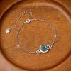Ping An Buckle Sterling Silver S925 Bracelet, Natural Blue Water Jadeite Retro Exquisite Temperament, New Jewelry Women's Daily Jewelry Gifts