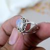 925 Sterling Silver Rainbow Moonstone Pear Shape Gemstone Ring For Women