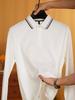 Men's Spring Autumn Contrast Striped Collar Long Sleeve Polo Shirt All Match Wrinkle Resistant Durable Commuter Top