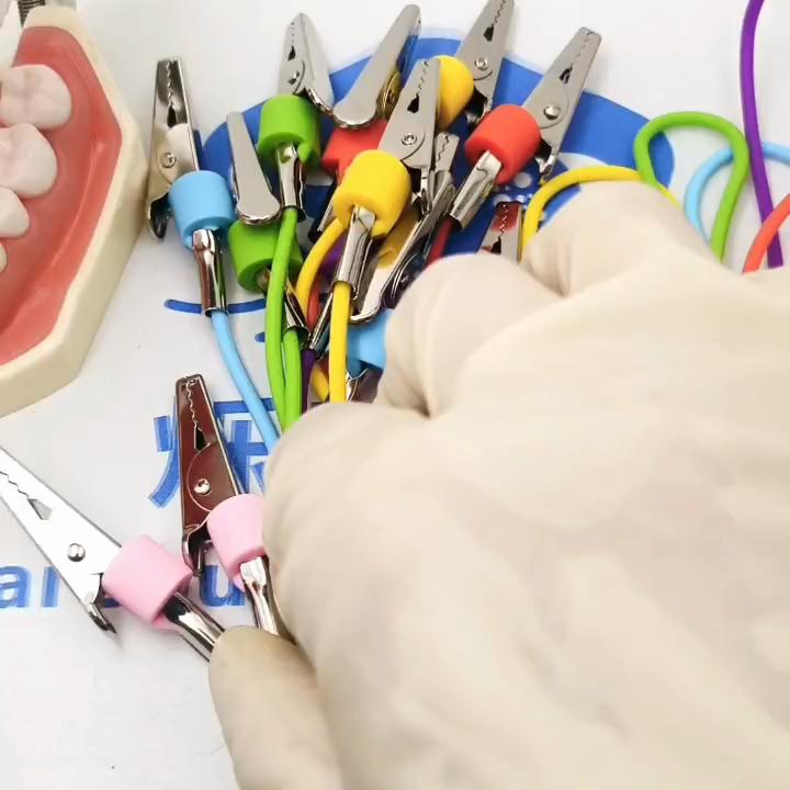 Autoclavable Dental Bib Clips Chain Napkin Holder Clips Rubber Accessaries Part Teeth Whitening