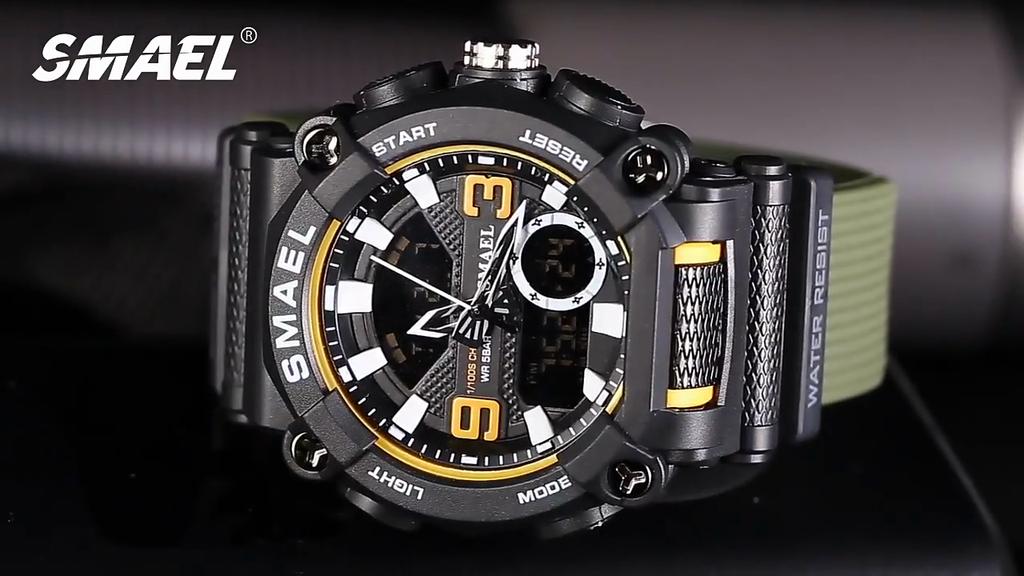 SMAEL Dual Display Digital Watch for Male Students Multi-function Anti-glow-in-the-dark Alarm Function Electronic Watch